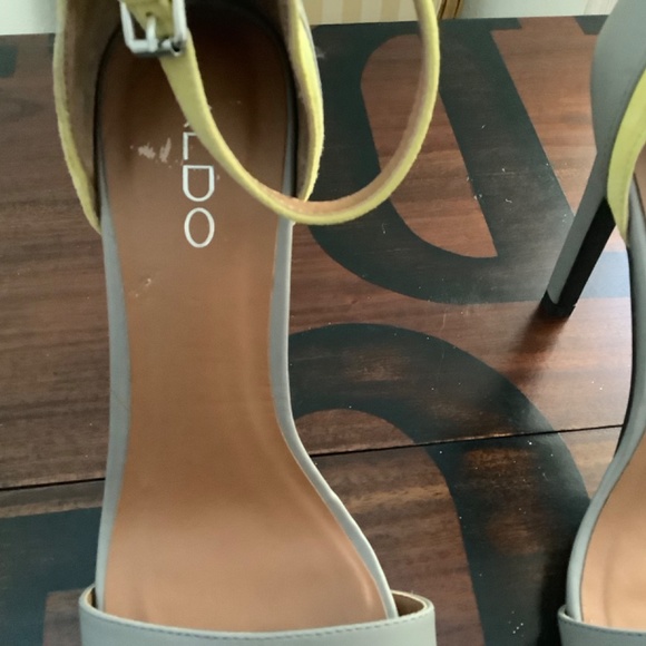 Aldo Gray Leather Open Toe Stilettos - Picture 3 of 7